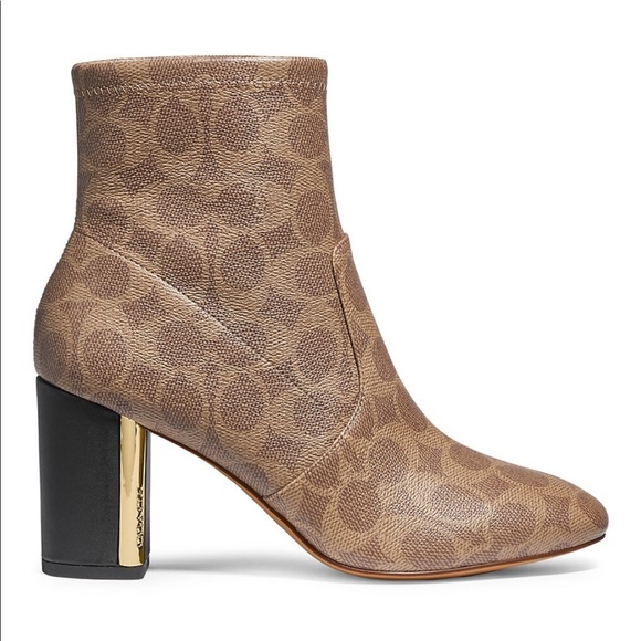 Margot Monogram Coated Canvas Booties - Picture 2 of 6